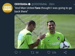 Kepindahan Ronaldo ke Juve juga mengejutkan Manchester United, mengingat CR7 sempat digadang-gadang bakal kembali ke klub lamanya. (Foto: Twitter @ODDSbible)