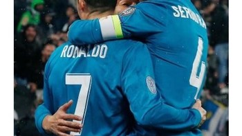 Sergio Ramos merasa terhormat dapat berkesempatan bermain dengan Ronaldo dan mengucapkan selamat tinggal kepadanya. Foto: Istimewa/Twitter