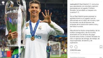 Pengabdian Ronaldo yang berhasil membantu Real Madrid memboyong empat trofi Liga Champions tenti akan membekas. Foto: Istimewa