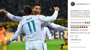 Gareth Bale berharap yang terbaik untuk Ronaldo. Foto: Istimewa