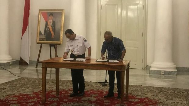 Perjanjian tersebut diteken Gubernur DKI Jakarta Anies Baswedan dan Dirut Ancol Paul Tehusijarana.