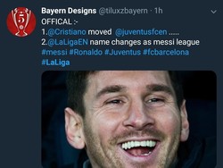 La Liga sebelumnya menjadi ajang saingan Messi dan Ronaldo. Setelah CR7 pindah, La Liga disebut-sebut berubah nama menjadi Liga Messi. Messi sendiri meraih enam gelar La Liga saat Ronaldo bermain di Spanyol sejak 2009. (Foto: Twitter @tiluxzbayern)