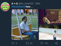 Hari-hari kelabu bakal dilalui fans Madrid dengan termenung, meratapi kepergian pemain yang sudah menyumbang empat trofi Liga Champions tersebut. (Foto: Twitter @be_smart22)