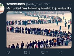 Mungkin begini ilustrasinya saat fans MU menganti menjadi fans Juve. Panjang betul ya. (Foto: Twitter @alabi_tosin)