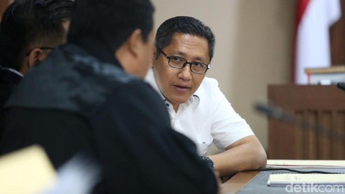 Anas Urbaningrum mengikuti sidang lanjutan pengajuan peninjauan kembali (PK) di Pengadilan Tipikor, Jakarta.