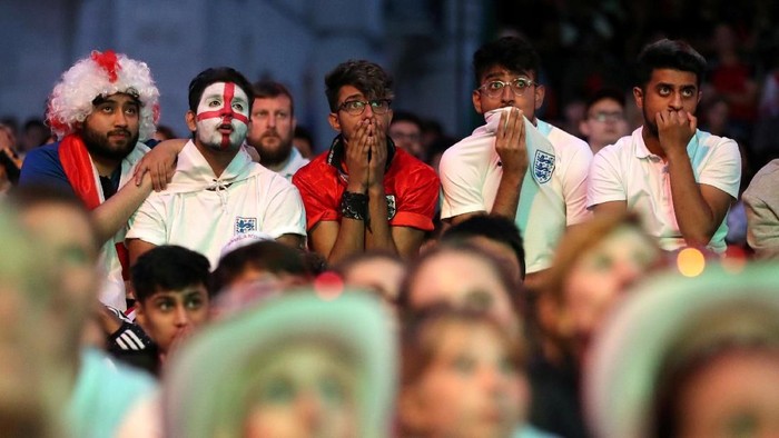 Para pendukung tim Inggris di Piala Dunia 2018 (Foto: Reuters) Para pendukung tim Inggris di Piala Dunia 2018 (Foto: Reuters)