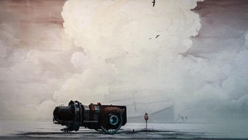 Karya berjudul Okomotive from FAR: Lone Sails ini diciptakan oleh Don Schmocker dan berasal dari game FAR: Lone Sails. Foto: Josh Miller/CNET