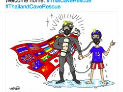 Deretan Kartun Viral Penyelamatan Heroik di Gua Thailand