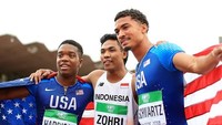 Kebahagiaan dan kebanggaan terlihat dalam raut wajah Lalu usai berhasil meraih medali emas. Ia pun akan selalu berusaha untuk terus mengharumkan nama Indonesia di kancah internasional. Istimewa/Stephen Pond/Getty Images.