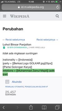 Cek Wikipedia, Gerindra Tuding TGB Pro Jokowi karena Ipar Luhut