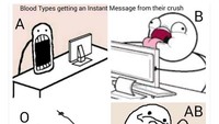 Si A seperti enggak percaya kalau gebetannya nge-chat duluan haha. (Foto: Instagram/bloodtypepersonality)