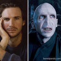 Dalam salah satu film Harry Potter, Ralph Fiennes harus rela penampilan gantengnya diubah jadi botak dan tak berhidung demi jadi Lord Voldemort. Foto: Boredpanda