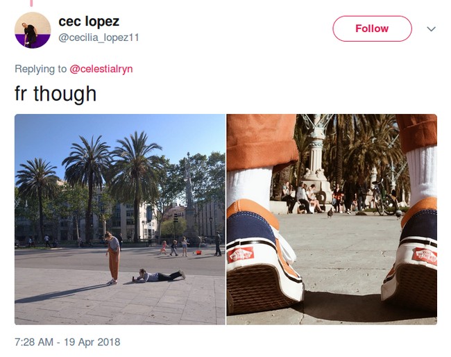 Di balik foto keren, ada seseorang yang harus tiduran di jalanan. (Foto: Twitter)