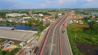 Flyover Keramasan dan Simpang Bandara-Tanjung Api-Api, Jembatan Musi IV, dan preservasi jalan nasional di kota Palembang dan sekitarnya. Pool/Kementerian PUPR.