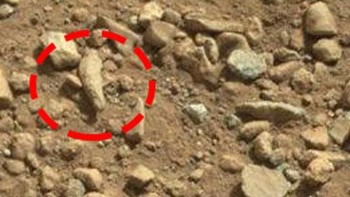 Jari. Robot penjelajah Curiosity mengambil gambar jari ini di tahun 2012. Obyek ini terlihat sangat mirip dengan jari manusia, bahkan ada bagian yang terlihat seperti kuku. Tapi, obyek ini lagi-lagi hanya sebuah batu. (Foto: NASA/JPL)  