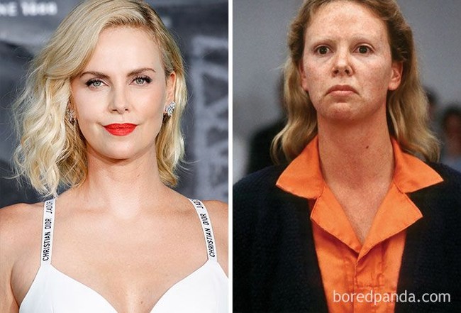 Wajah cantik Charlize Theron jadi lebih menyeramkan di film Monster. Ia memang harus mengubah penampilannya agar mirip dengan Aileen yang didasarkan pada kisah nyata. Foto: Boredpanda