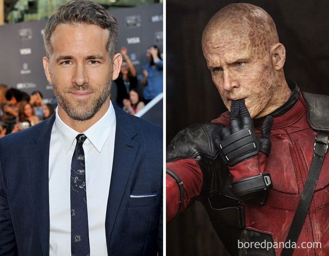Wajah Ryan Reynold benar-benar terlihat seperti terbakar dalam film Deadpool. Foto: Boredpanda