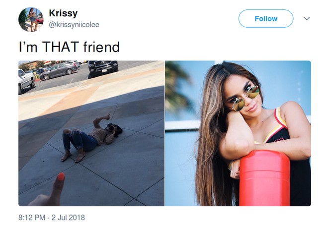 Kadang kesetian seorang teman diukur dari seberapa mau ia bekerja keras untuk mengambil foto sahabatnya. (Foto: Twitter)