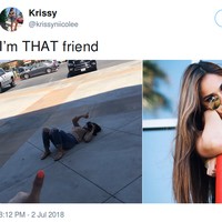 Kadang kesetian seorang teman diukur dari seberapa mau ia bekerja keras untuk mengambil foto sahabatnya. (Foto: Twitter)