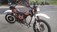 Untuk mesin sepeda motor akan dipasang dua jenis, yakni empat tak dan dua tak, namun untuk saat ini masih terpasang satu mesin empat tak yang diambil dari sepeda motor Honda Megapro Foto: Adhar Muttaqin
