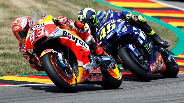 Marc Marquez dan Valentino Rossi hingga kini belum berdamai.