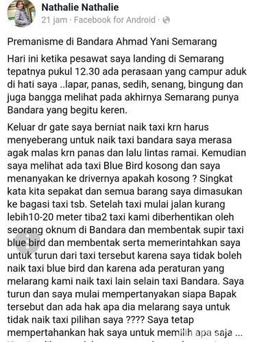 Viral Perempuan Dihadang Saat Naik Taksi di Bandara Semarang
