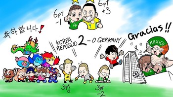 Kekalahan Jerman dari Korea Selatan tak luput diangkat jadi komik. Foto: @chidajunsei3163
