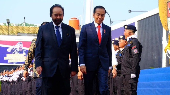 Presiden Joko Widodo (Jokowi) menghadiri acara kuliah umum angkatan ke-2 pendidikan akademi bela negara NasDem.