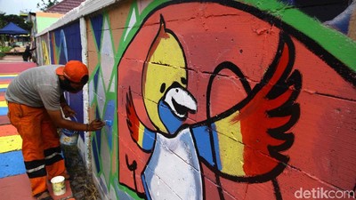 Mural Asian Games di Depan Wisma Atlet
