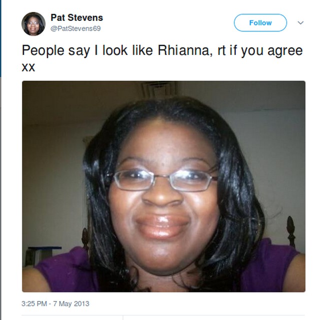 Satu lagi orang yang mengaku orang-orang bilang dia mirip Rihanna. Foto: Twitter