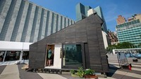 Universitas Yale dan Organisasi Lingkungan Hidup PBB kembangkan sebuah rumah mungil yang ramah lingkungan. Rumah ini memiliki luas hanya 22 meter persegi dengan konsep rumah tumbuh. Drew Angerer/Getty Images.