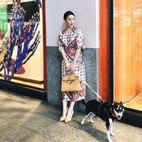 Heart Evangelista bergaya stylish menenteng tas Hermes Kelly ostrich yang harganya mencapai Rp 250 jutaan bersama anjing kesayangannya. Foto: Instagram