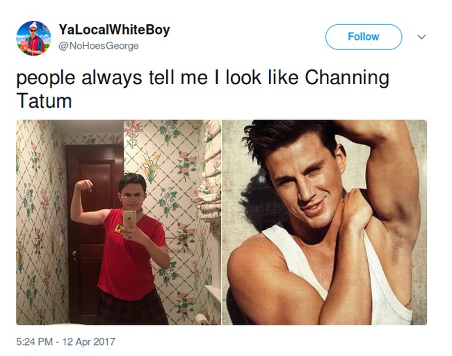 Satu-satunya hal yang sama dari pria tersebut dan Channing Tatum adalah jenis kelamin. Foto: Twitter