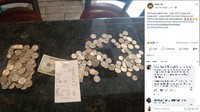 Restoran tersebut kemudian mengunggah receh-receh tersebut di sosial media Facebook mereka. Setelah pemberitaan ini ramai, Beer 88 menyatakan apa yang dipostingannya hanya lelucon (Foto: Dok. Facebook Beer 88 via ABC News)