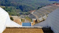 Bendungan Gondang yang dibangun oleh Balai Besar Wilayah Sungai Bengawan Solo, Ditjen Sumber Daya Air Kementerian PUPR, memiliki kapasitas tampung 9,15 juta meter kubik. Pool/Kementerian PUPR.