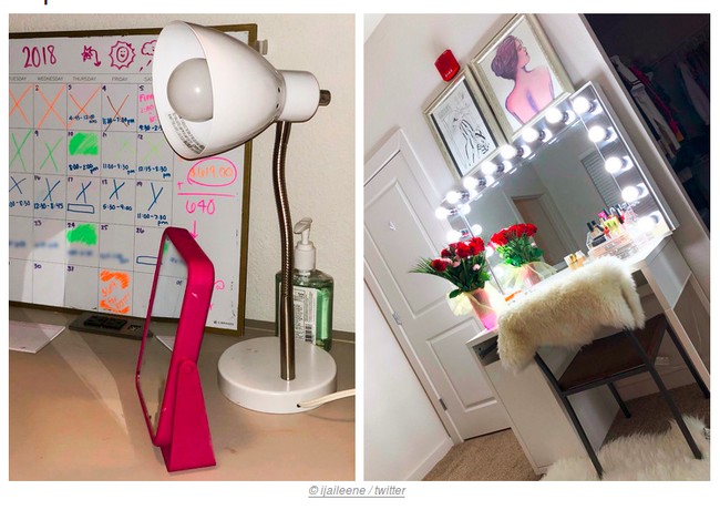 Tak ingin melihat pacarnya hanya berdandan dengan modal kaca kecil, seorang pria membuat meja rias yang cantik dan romantis. Foto: Twitter