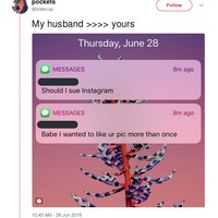 Romantis tak perlu dengan memberikan cincin atau bunga. Mengungkap rasa cinta dengan mengatakan ingin menyukai foto Instagram lebih dari sekali juga sudah so sweet. Foto: Twitter