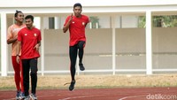 Zohri menjalani latihan di Stadion Madya, GBK, Jakarta, Kamis (19/7/2018).