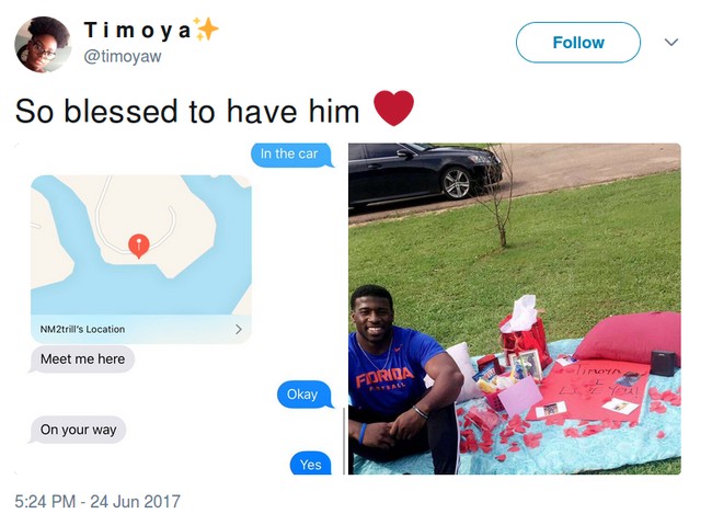 Meski dengan piknik simpel seperti ini pasti sudah bisa melelehkan hati setiap wanita. Foto: Twitter