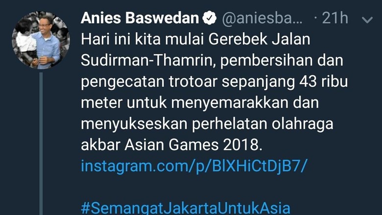 Soal Tweet Trotoar 43 Ribu Meter, Anies: Itu Jelas Error Soal Tweet Trotoar 43 Ribu Meter, Anies: Itu Jelas Error