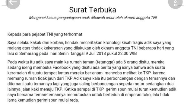 Surat terbuka yang viral. 