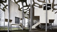 Rumah gantung ini diberi nama In Praise of Shadows dengan empat setengah tingkat. Asal mulanya dibuat untuk kompetisi design. Istimewa/Inhabitat.