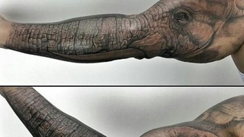 Lengan tangan disulap jadi belalai gajah. Foto: Istimewa