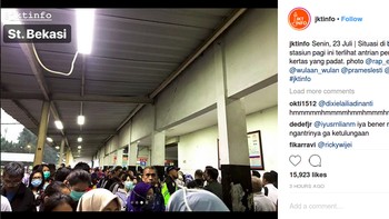 Pantauan detikINET, Senin (23/7/2018), netizen para pengguna jasa layanan angkutan umum massal ini aktif melaporkan kondisi terkini antrean tiket di berbagai stasiun.  Foto: Instagram @jktinfo