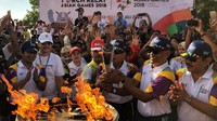 Kedatangan api obor Asian Games di Kuta, Bali ini merupakan yang ke sepuluh dari rangkaian Torch Relay yang melewati 44 kota dan 18 provinsi. Istimewa.