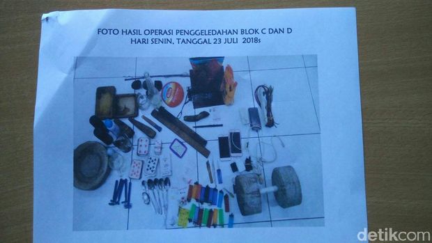 Foto barang hasil sitaan dari razia LP Wirogunan, Yogyakarta. 