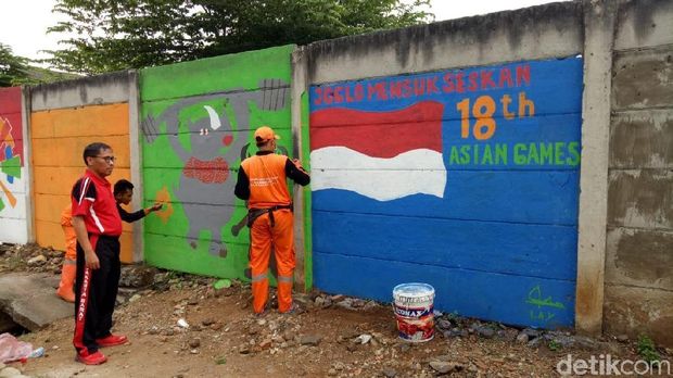 Ini Cerita di Balik Viral PPSU Lukis Mural Asian Games di Joglo