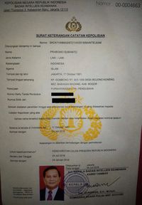 Terbitkan Skck Prabowo Polri Tak Ada Criminal Record