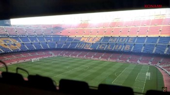 Penampakan tribun di Camp Nou, markas dari Barcelona. Foto: YouTube/officialpes