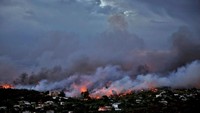 Kebakaran dimulai pada pukul 17.00 waktu setempat. Kebakaran diduga muncul dari hutan yang langsung merambat dengan sangat sporadis hingga menghanguskan fasilitas umum yang ada di sekitarnya dan merambat hingga ke pedesaan tempat bermukim warga di dekat kota Athena, Yunani. Alkis Konstantinidis/Reuters.